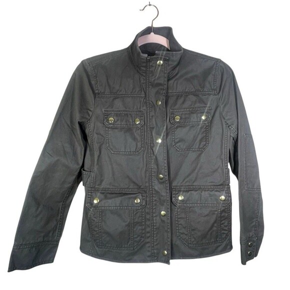 Women's J. Crew The Downtown Field Jacket Waxed Cotton Canvas Black Size PSmall - Picture 3 of 14